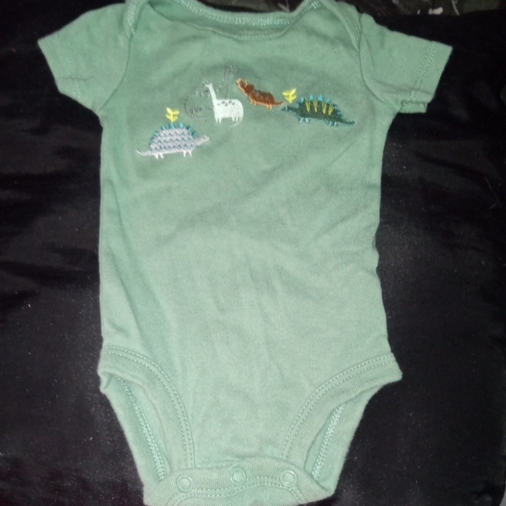 Green Baby Onesie with Dinosaur Print